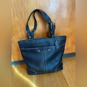 COACH Hamilton Black Pebbled Leather F1039 Collection Shoulder Bag Tote